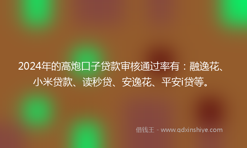 2024年的高炮口子贷款审核通过率有：融逸花、小米贷款、读秒贷、安逸花、平安i贷等。