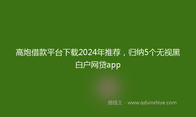 高炮借款平台下载2024年推荐，归纳5个无视黑白户网贷app