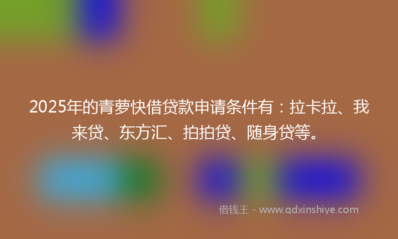 2025年的青萝快借贷款申请条件有：拉卡拉、我来贷、东方汇、拍拍贷、随身贷等。