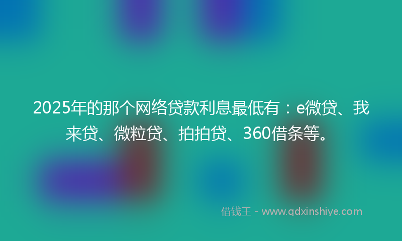 2025年的那个网络贷款利息最低有：e微贷、我来贷、微粒贷、拍拍贷、360借条等。