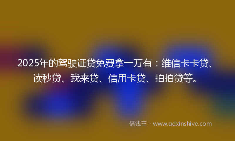 2025年的驾驶证贷免费拿一万有：维信卡卡贷、读秒贷、我来贷、信用卡贷、拍拍贷等。