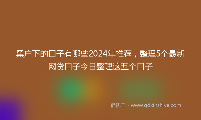 黑户下的口子有哪些2024年推荐，整理5个最新网贷口子今日整理这五个口子