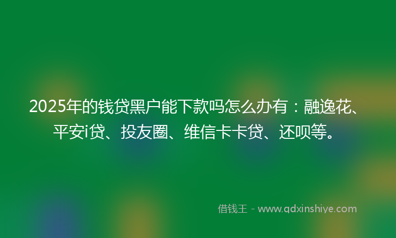 2025年的钱贷黑户能下款吗怎么办有：融逸花、平安i贷、投友圈、维信卡卡贷、还呗等。