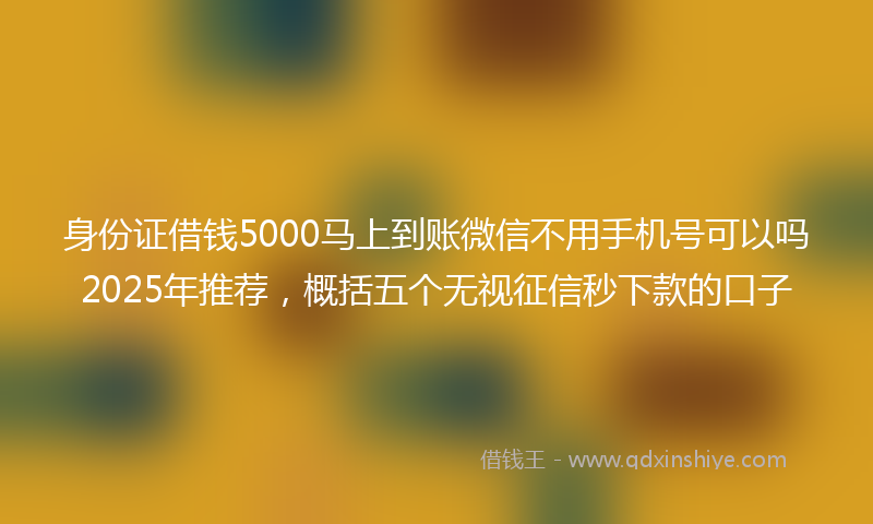 身份证借钱5000马上到账微信不用手机号可以吗2025年推荐，概括五个无视征信秒下款的口子