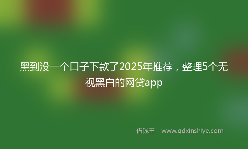 黑到没一个口子下款了2025年推荐，整理5个无视黑白的网贷app