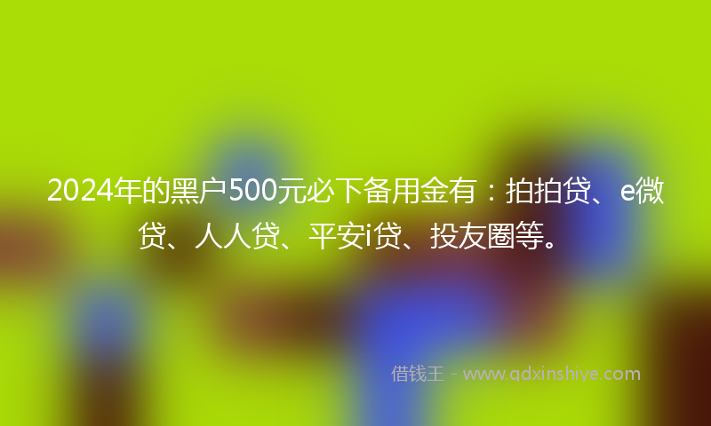 2024年的黑户500元必下备用金有：拍拍贷、e微贷、人人贷、平安i贷、投友圈等。