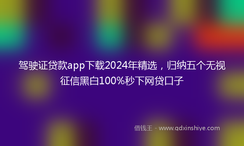 驾驶证贷款app下载2024年精选，归纳五个无视征信黑白100%秒下网贷口子