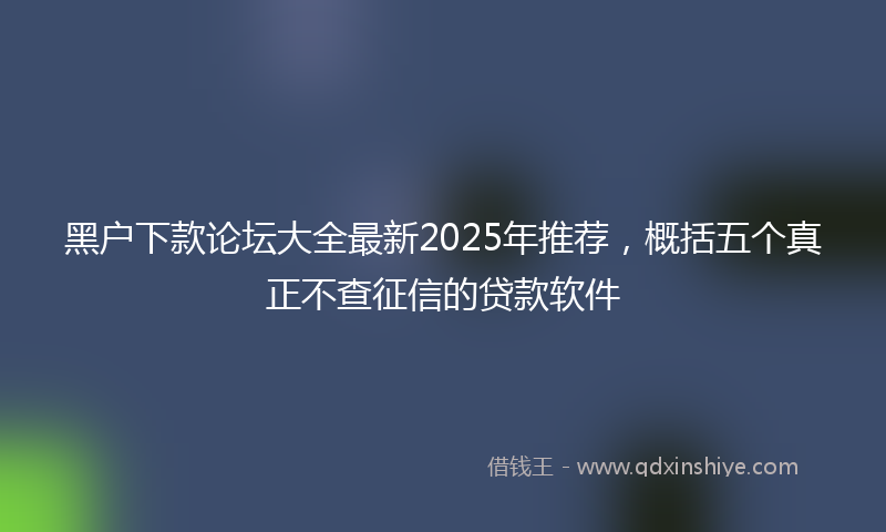 黑户下款论坛大全最新2025年推荐，概括五个真正不查征信的贷款软件
