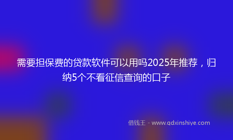 需要担保费的贷款软件可以用吗2025年推荐，归纳5个不看征信查询的口子
