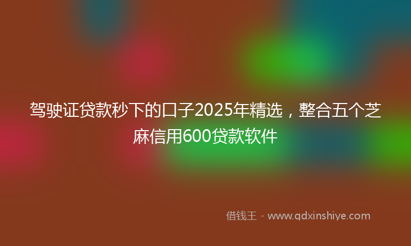 驾驶证贷款秒下的口子2025年精选，整合五个芝麻信用600贷款软件