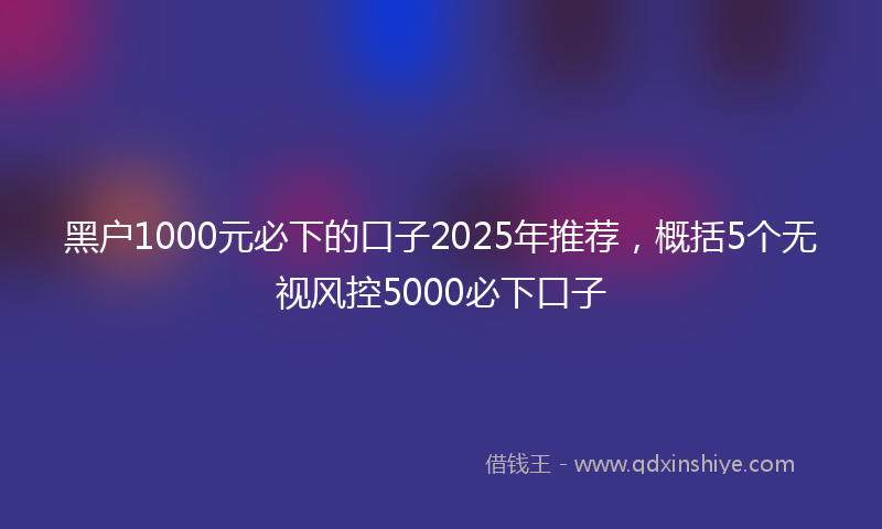 黑户1000元必下的口子2025年推荐，概括5个无视风控5000必下口子