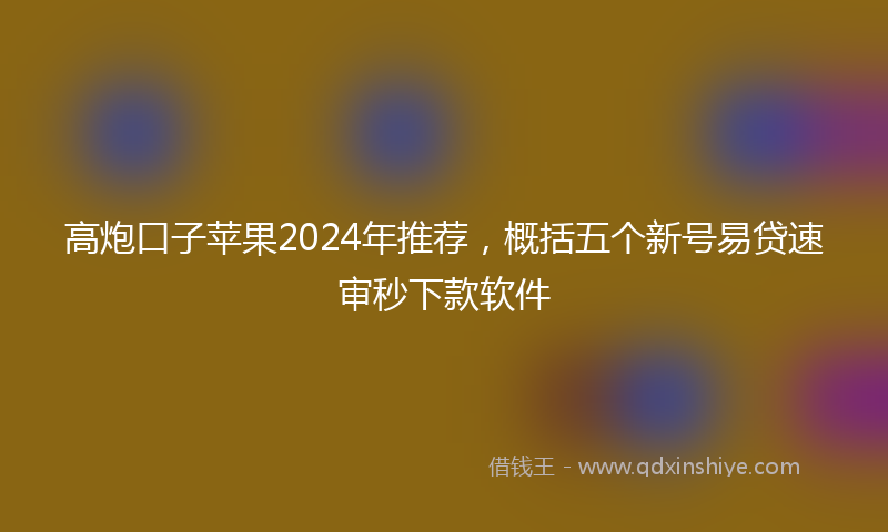 高炮口子苹果2024年推荐，概括五个新号易贷速审秒下款软件