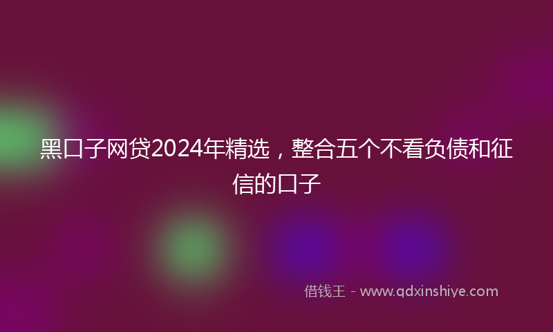 黑口子网贷2024年精选，整合五个不看负债和征信的口子