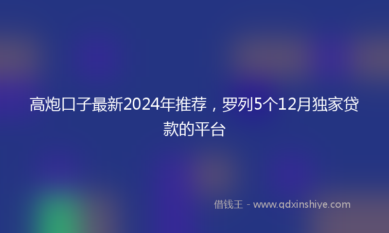 高炮口子最新2024年推荐，罗列5个12月独家贷款的平台