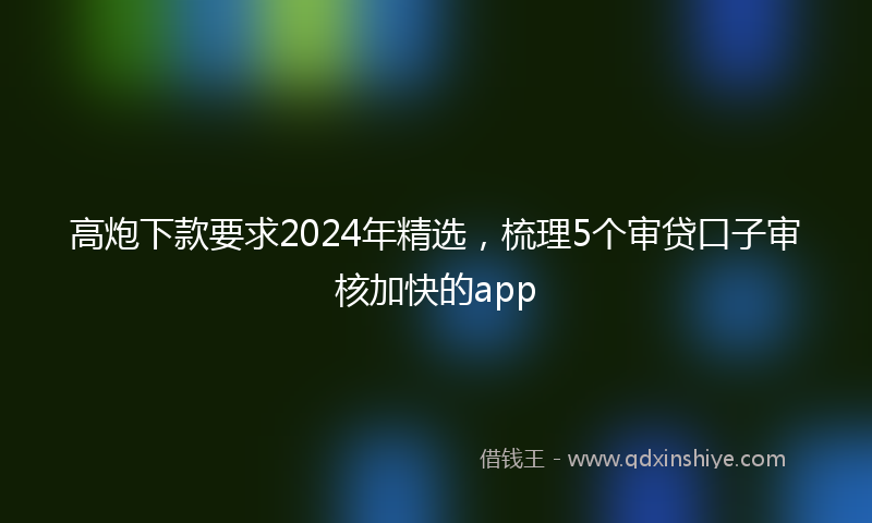 高炮下款要求2024年精选，梳理5个审贷口子审核加快的app
