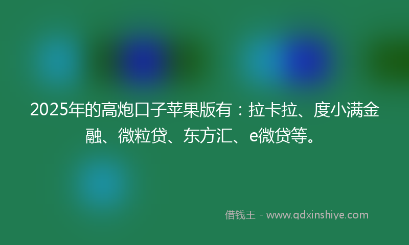 2025年的高炮口子苹果版有：拉卡拉、度小满金融、微粒贷、东方汇、e微贷等。