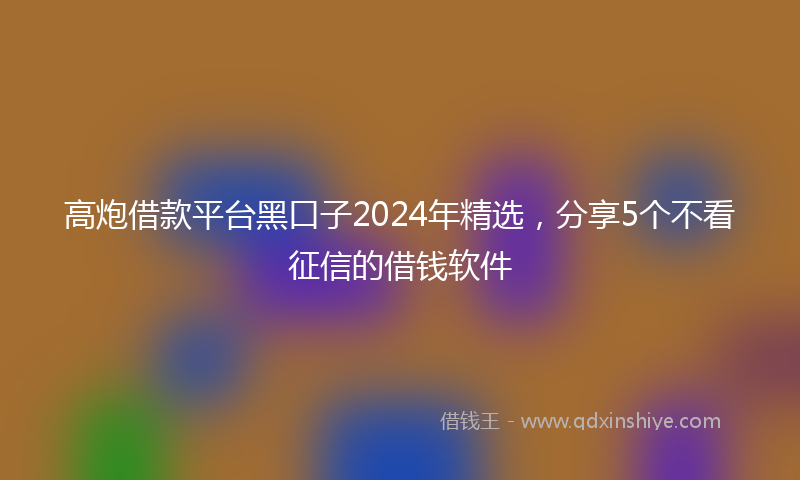 高炮借款平台黑口子2024年精选，分享5个不看征信的借钱软件