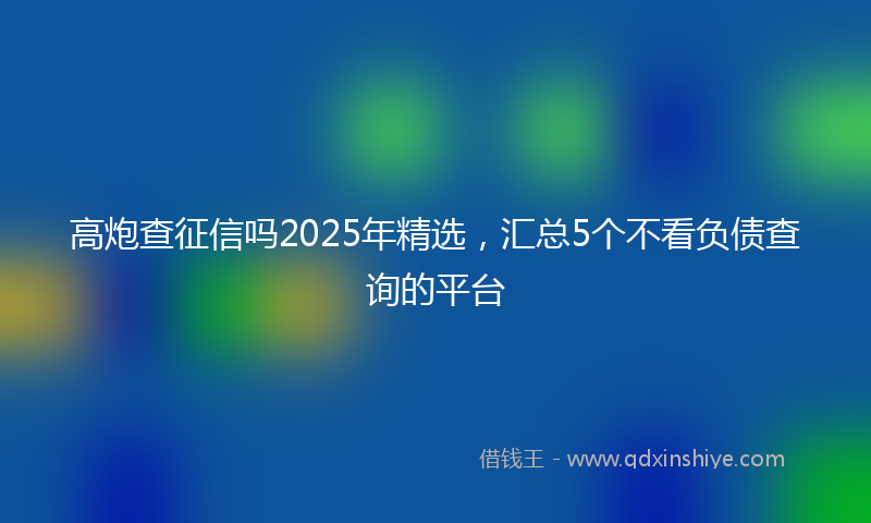 高炮查征信吗2025年精选，汇总5个不看负债查询的平台