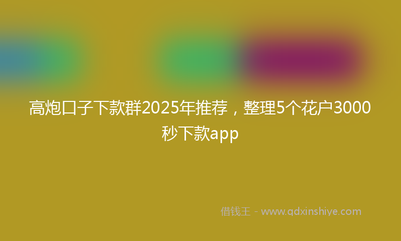 高炮口子下款群2025年推荐，整理5个花户3000秒下款app
