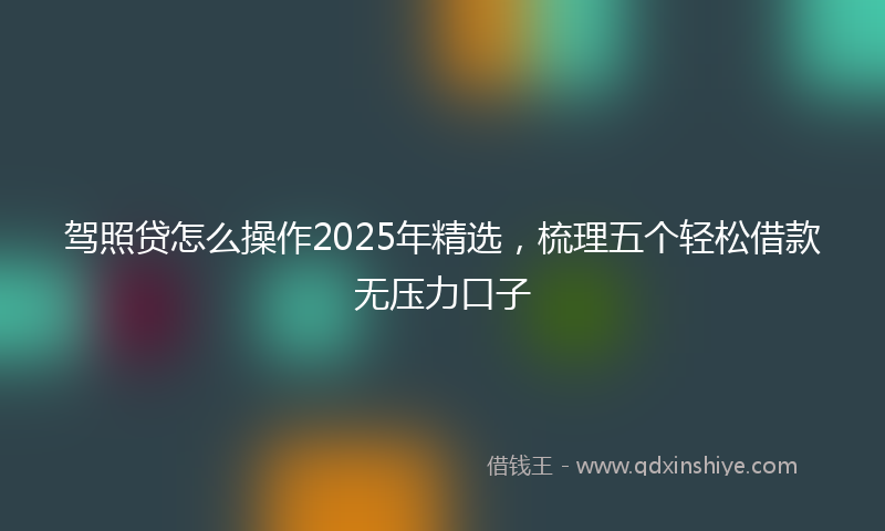 驾照贷怎么操作2025年精选，梳理五个轻松借款无压力口子