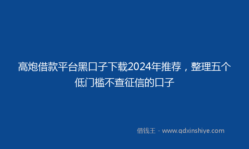 高炮借款平台黑口子下载2024年推荐，整理五个低门槛不查征信的口子