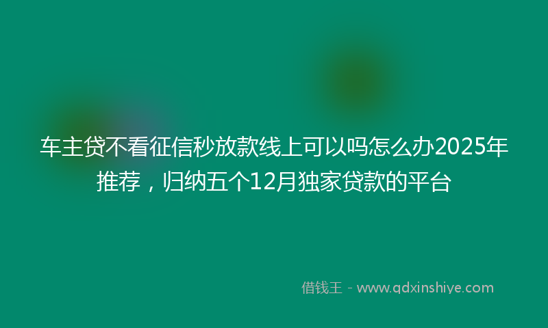 车主贷不看征信秒放款线上可以吗怎么办2025年推荐，归纳五个12月独家贷款的平台