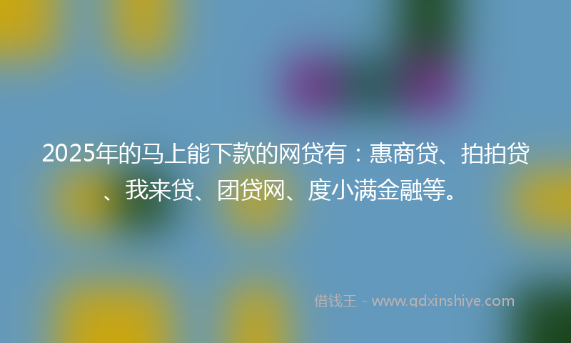 2025年的马上能下款的网贷有：惠商贷、拍拍贷、我来贷、团贷网、度小满金融等。