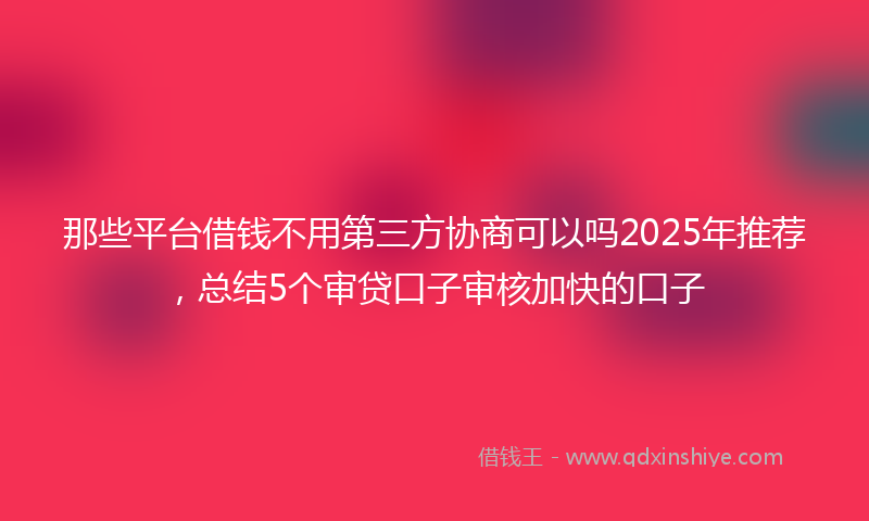 那些平台借钱不用第三方协商可以吗2025年推荐，总结5个审贷口子审核加快的口子