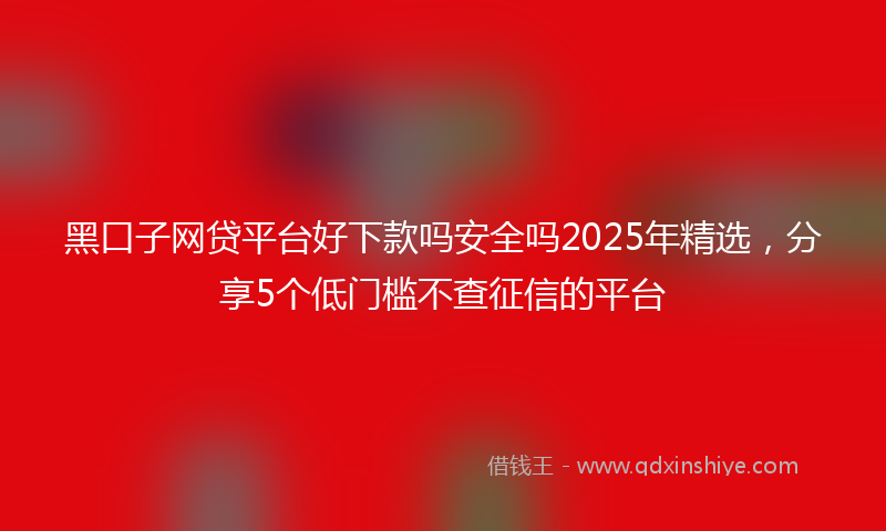 黑口子网贷平台好下款吗安全吗2025年精选，分享5个低门槛不查征信的平台