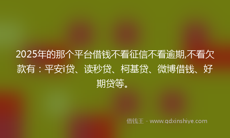 2025年的那个平台借钱不看征信不看逾期,不看欠款有：平安i贷、读秒贷、柯基贷、微博借钱、好期贷等。