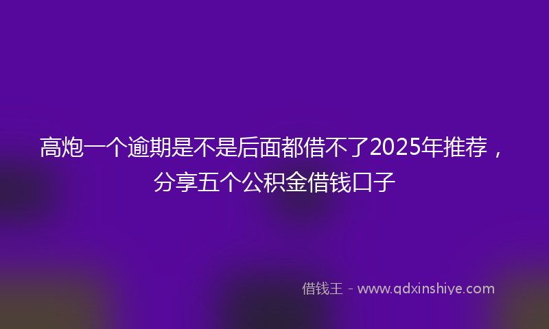 高炮一个逾期是不是后面都借不了2025年推荐，分享五个公积金借钱口子
