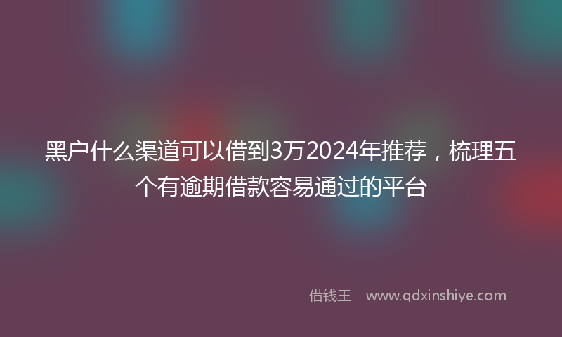 黑户什么渠道可以借到3万2024年推荐，梳理五个有逾期借款容易通过的平台