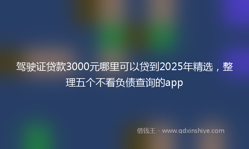驾驶证贷款3000元哪里可以贷到2025年精选，整理五个不看负债查询的app