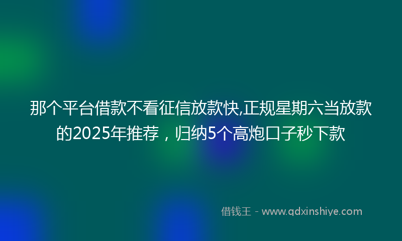 那个平台借款不看征信放款快,正规星期六当放款的2025年推荐，归纳5个高炮口子秒下款