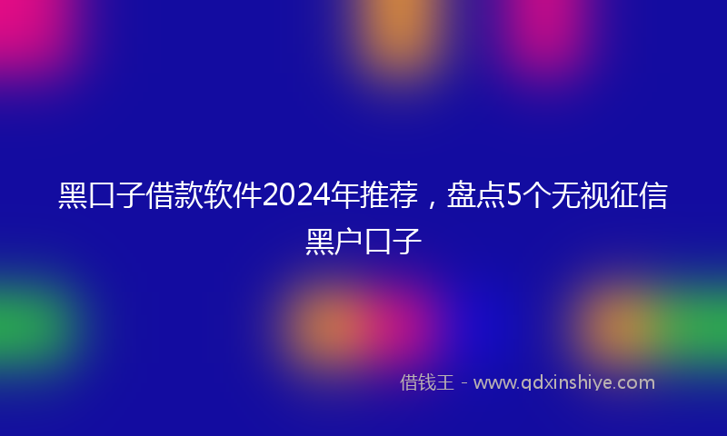 黑口子借款软件2024年推荐，盘点5个无视征信黑户口子