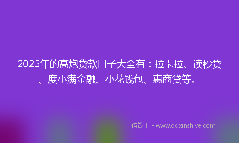 2025年的高炮贷款口子大全有：拉卡拉、读秒贷、度小满金融、小花钱包、惠商贷等。