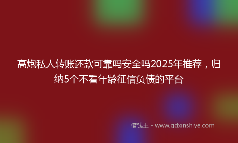 高炮私人转账还款可靠吗安全吗2025年推荐，归纳5个不看年龄征信负债的平台
