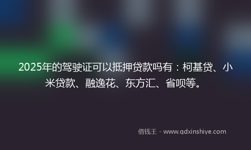 2025年的驾驶证可以抵押贷款吗有：柯基贷、小米贷款、融逸花、东方汇、省呗等。