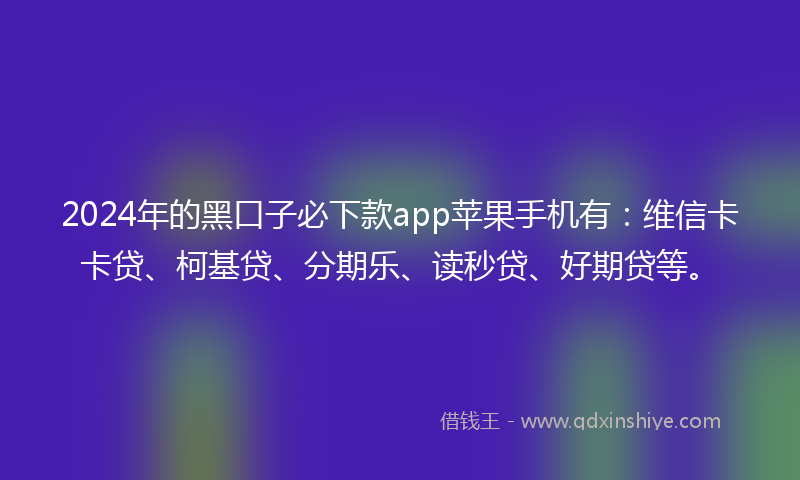 2024年的黑口子必下款app苹果手机有：维信卡卡贷、柯基贷、分期乐、读秒贷、好期贷等。