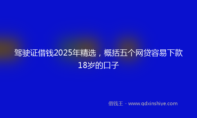 驾驶证借钱2025年精选，概括五个网贷容易下款18岁的口子