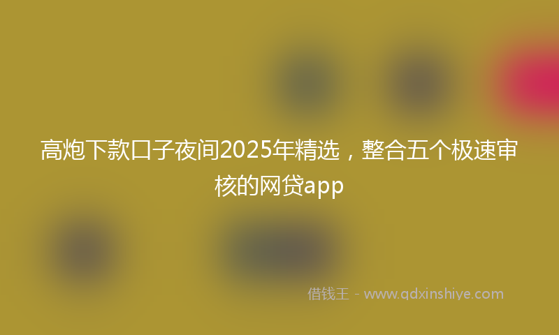 高炮下款口子夜间2025年精选，整合五个极速审核的网贷app
