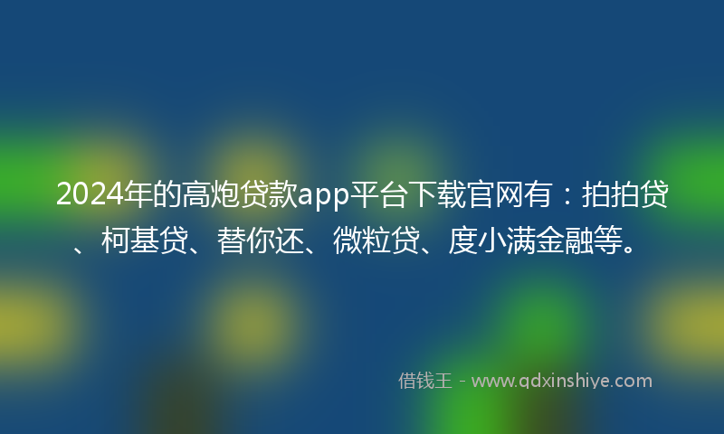 2024年的高炮贷款app平台下载官网有：拍拍贷、柯基贷、替你还、微粒贷、度小满金融等。