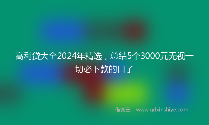 高利贷大全2024年精选，总结5个3000元无视一切必下款的口子