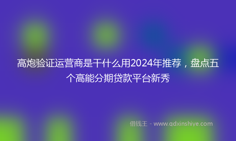 高炮验证运营商是干什么用2024年推荐，盘点五个高能分期贷款平台新秀