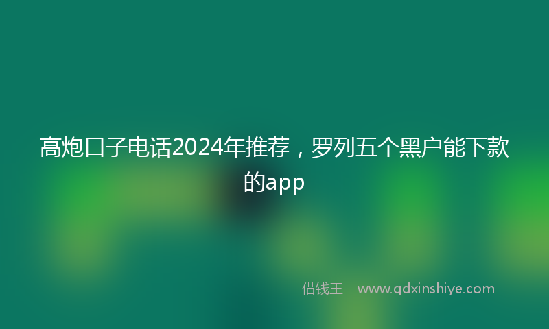 高炮口子电话2024年推荐，罗列五个黑户能下款的app