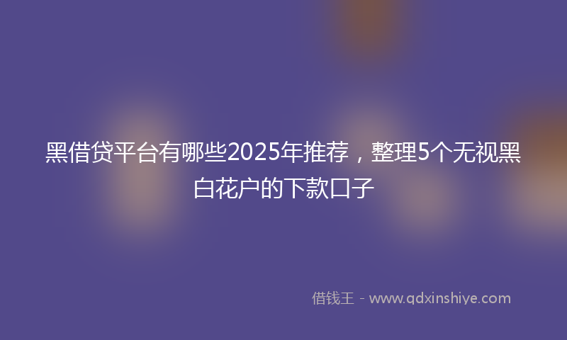 黑借贷平台有哪些2025年推荐，整理5个无视黑白花户的下款口子