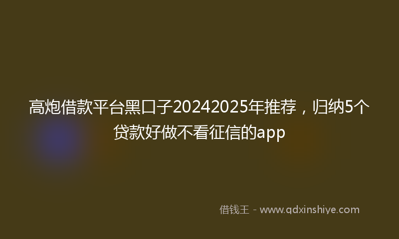 高炮借款平台黑口子20242025年推荐，归纳5个贷款好做不看征信的app