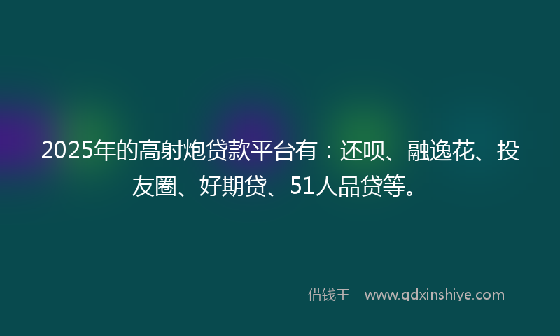 2025年的高射炮贷款平台有：还呗、融逸花、投友圈、好期贷、51人品贷等。
