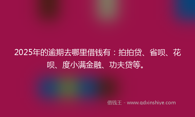 2025年的逾期去哪里借钱有：拍拍贷、省呗、花呗、度小满金融、功夫贷等。