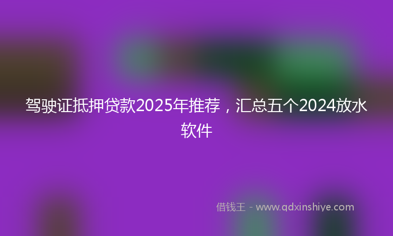 驾驶证抵押贷款2025年推荐，汇总五个2024放水软件